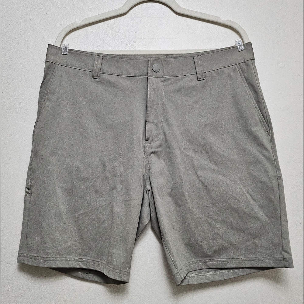 Rhone Shorts Mens Commuter 9" Performance Golf Chino Sz 35 Gray Sage Green
